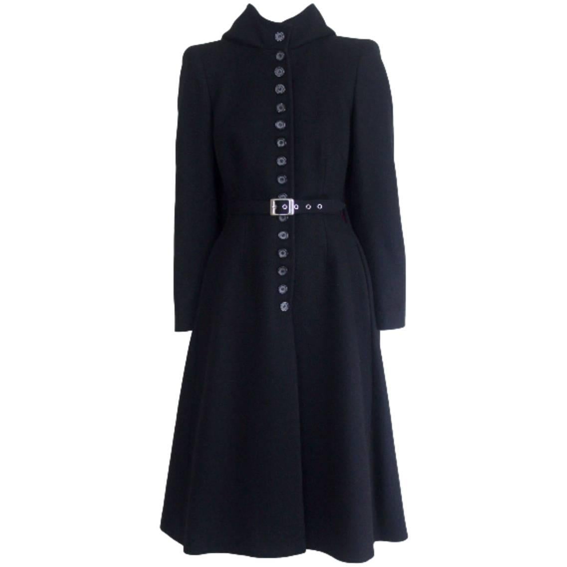 Alexander McQueen 1998 Joan Collection Runway Hooded Cape Back Coat