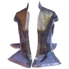 Exquisite Silver Glass Beaded Sheer Vest c 1970s