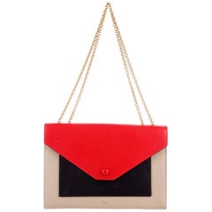 Celine New Leather 2 in 1 Envelope Evening Clutch Shoulder Flap Bag