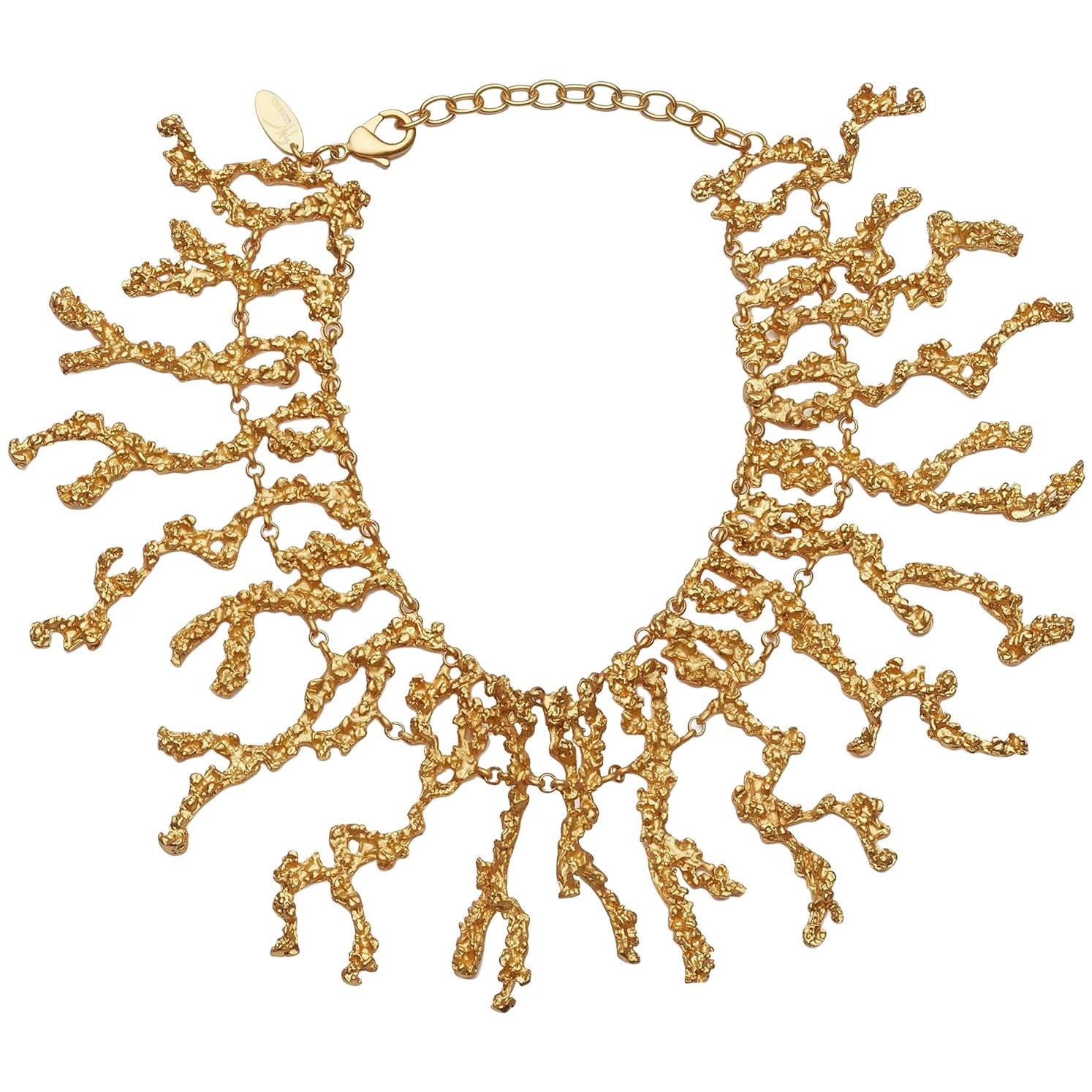 Giuseppe Zanotti NEWTextured Gold Pendant Evening Charm Choker Necklace in Box