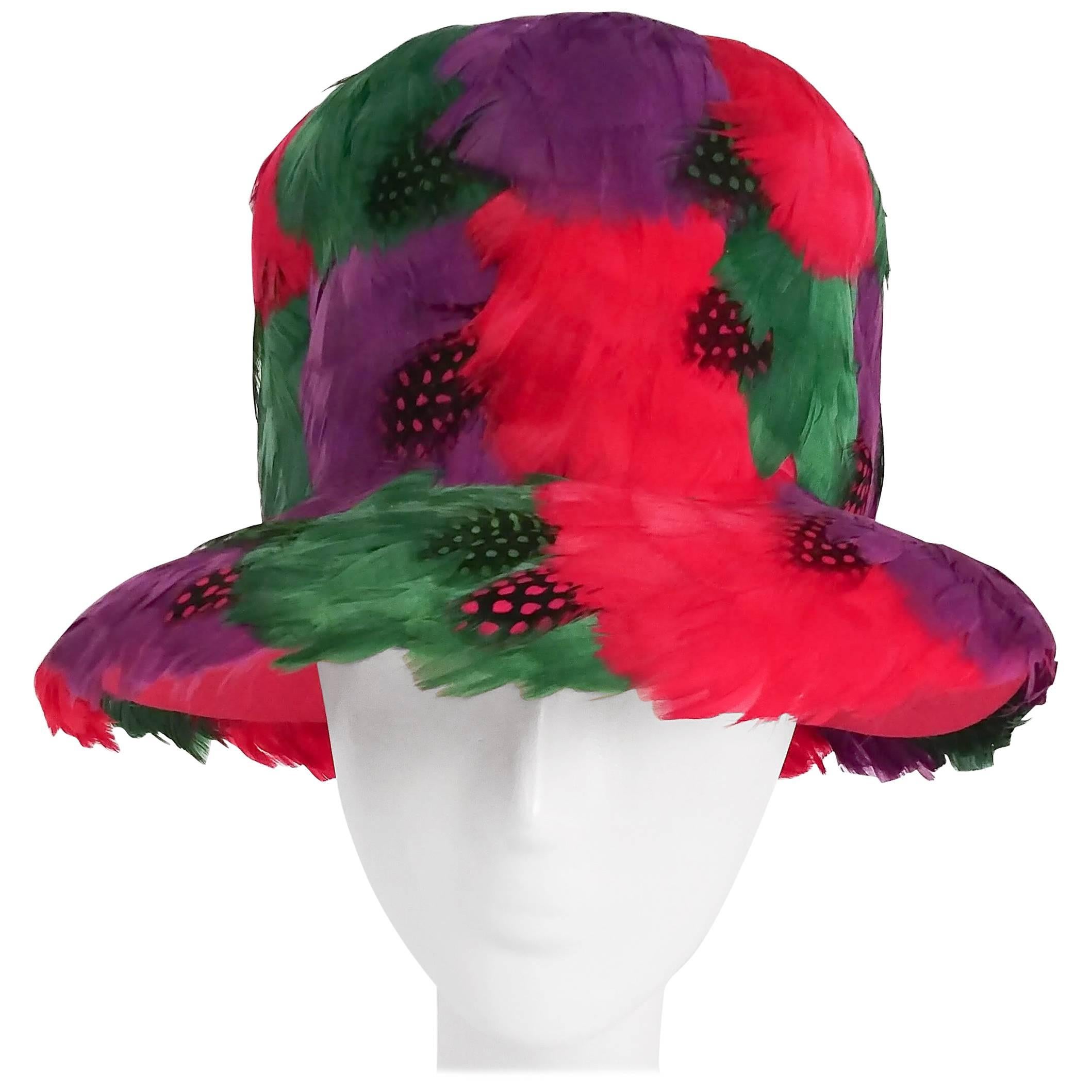 1980s Bright Feather Hat