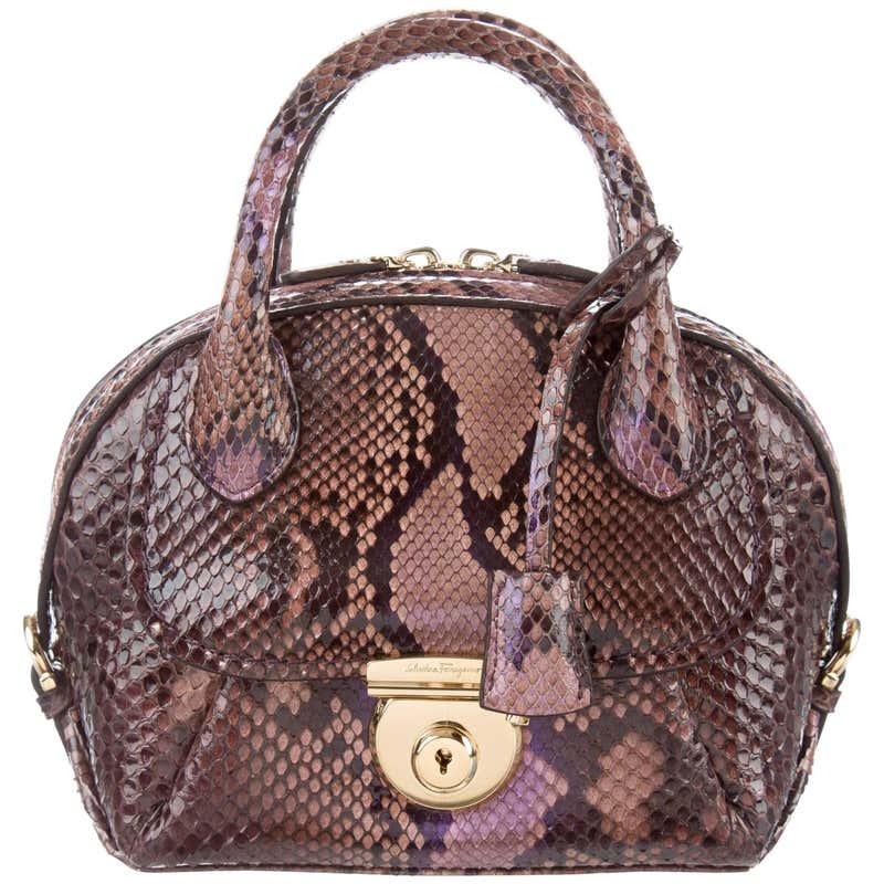 Salvatore Ferragamo New Python Kelly Top Handle Satchel Convertible ...