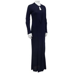 1990s Karl Lagerfeld Navy Jersey Gown 