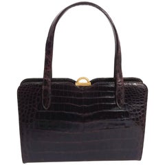 Vintage 1960s Black Alligator Handbag