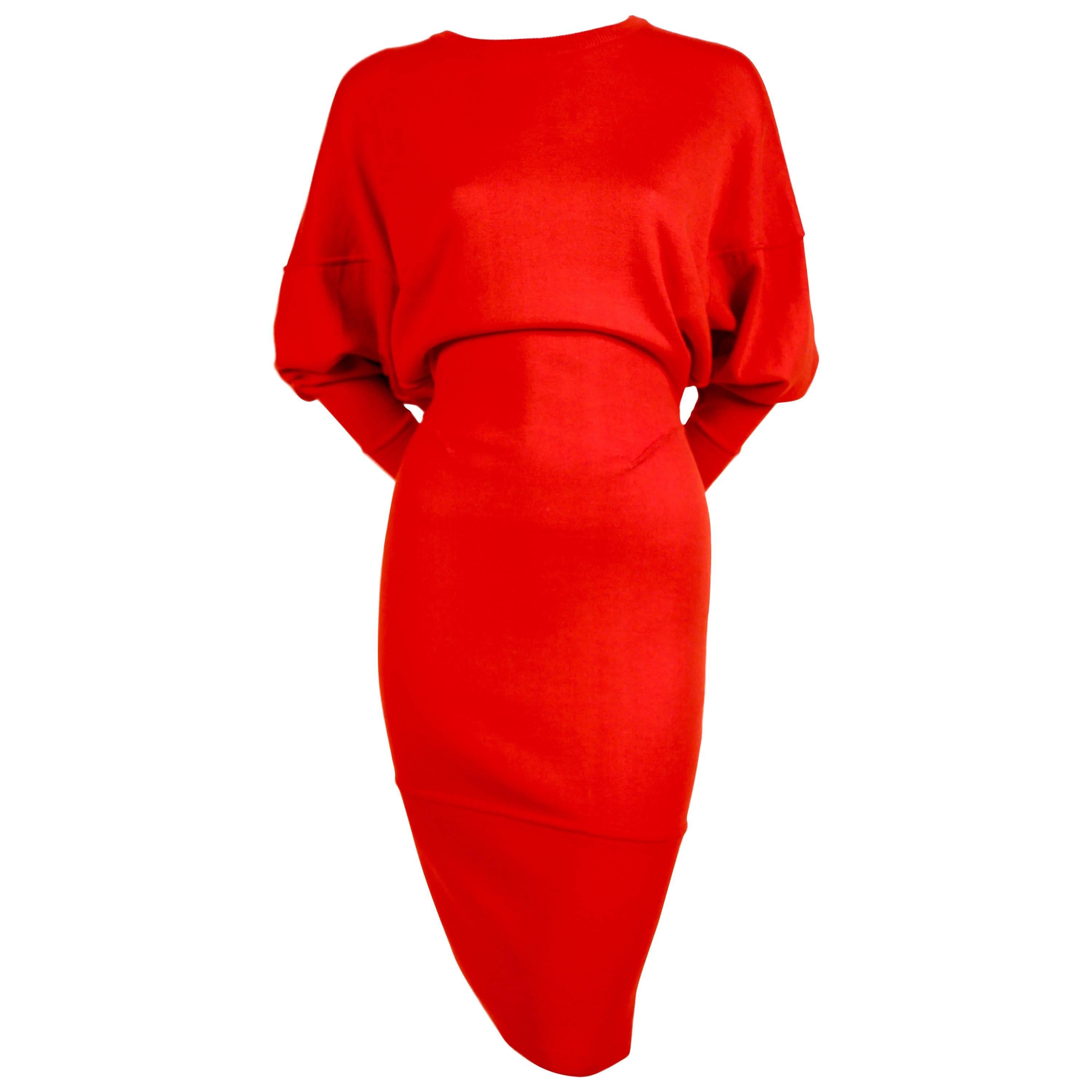 Azzedine Alaia red knit dress, 1980s 