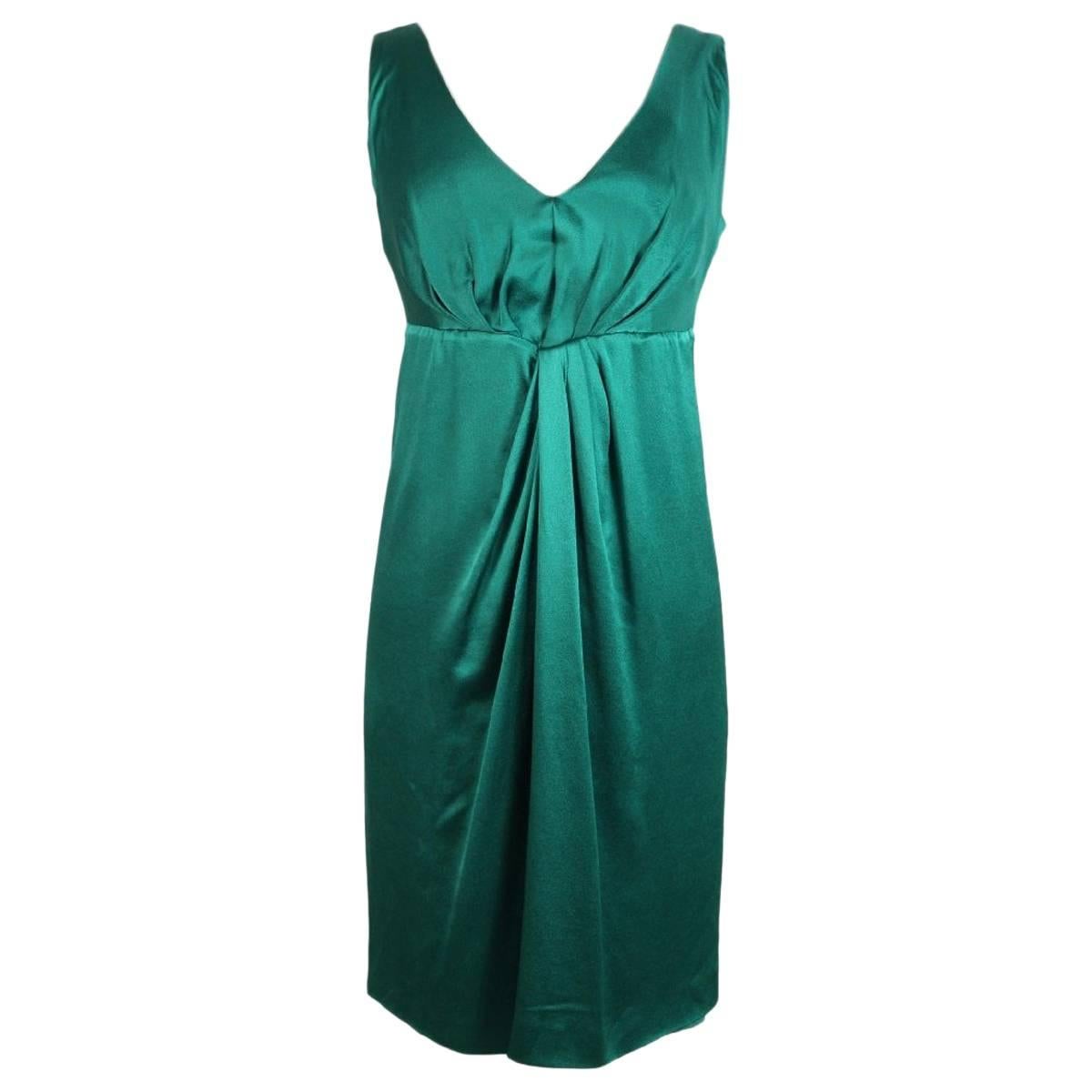 Alberta Ferretti silk emerald evening dress size 40 it made italy 2000s