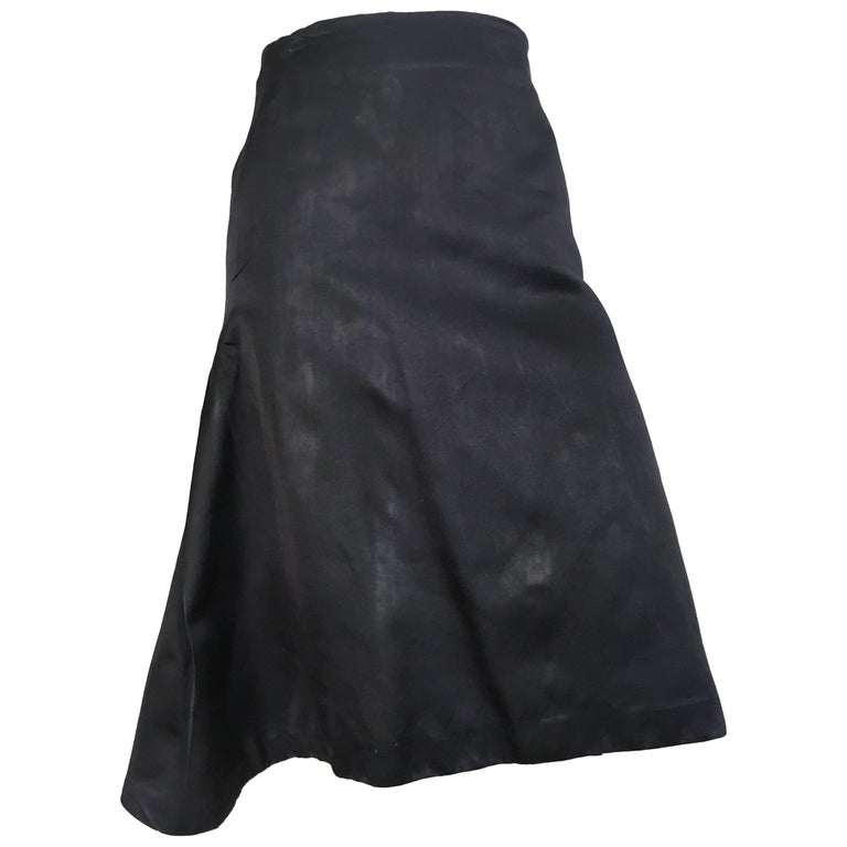 Alexander McQueen Navy Silk Skirt Size 6 / 44. For Sale at 1stDibs