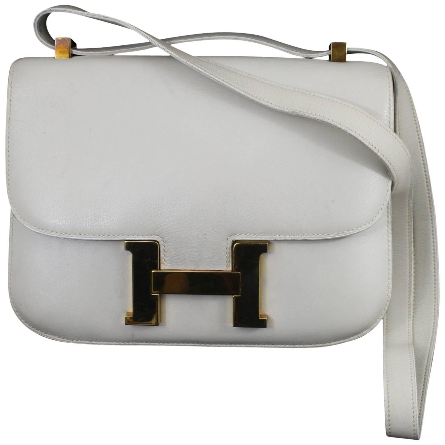 Hermes Vintage Constance Bag in White Grained Togo  Leather
