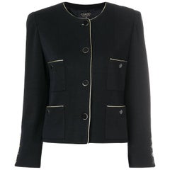 Chanel Black Collarless Boxy Jacket