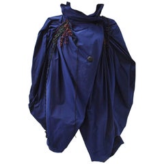 Issey Miyake Blue Wrap Around Gathered Tech Jacket With Multicolour Cord Detail