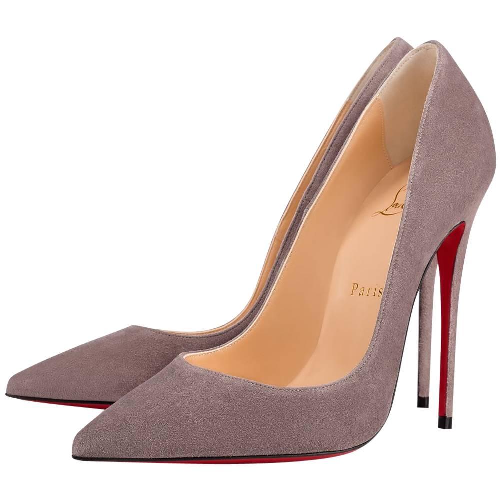 Christian Louboutin New Gray Suede So Kate High Heels Pumps in Box