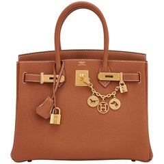 Hermes Birkin 30cm Gold Camel Tan Togo Gold Hardware Bag 