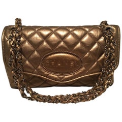 Chanel Quilted Bronze Leather Classic Flap Shoulder Bag