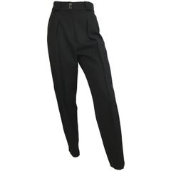 Karl Lagerfeld 1980s Black Wool Pleated Pants Size 4/6.
