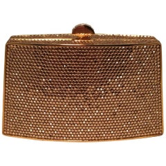 Judith Leiber Gold Swarovski Crystal Mini Minaudiere Evening Bag