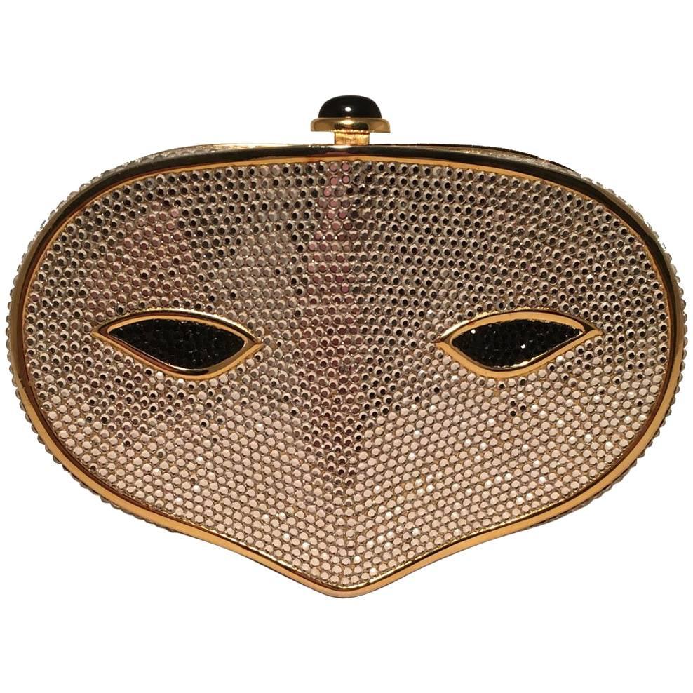 Judith Leiber Swarovski Crystal Phantom Of the Opera Mask Minaudiere Evening Bag