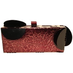 Tonya Hawkes Copper Leather Cow Print Faux Snakeskin Metal Abstract Clutch