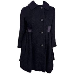 Vintage 1960s Black Boiled Wool Short Coat