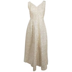 1960s White Sequin Long Gown
