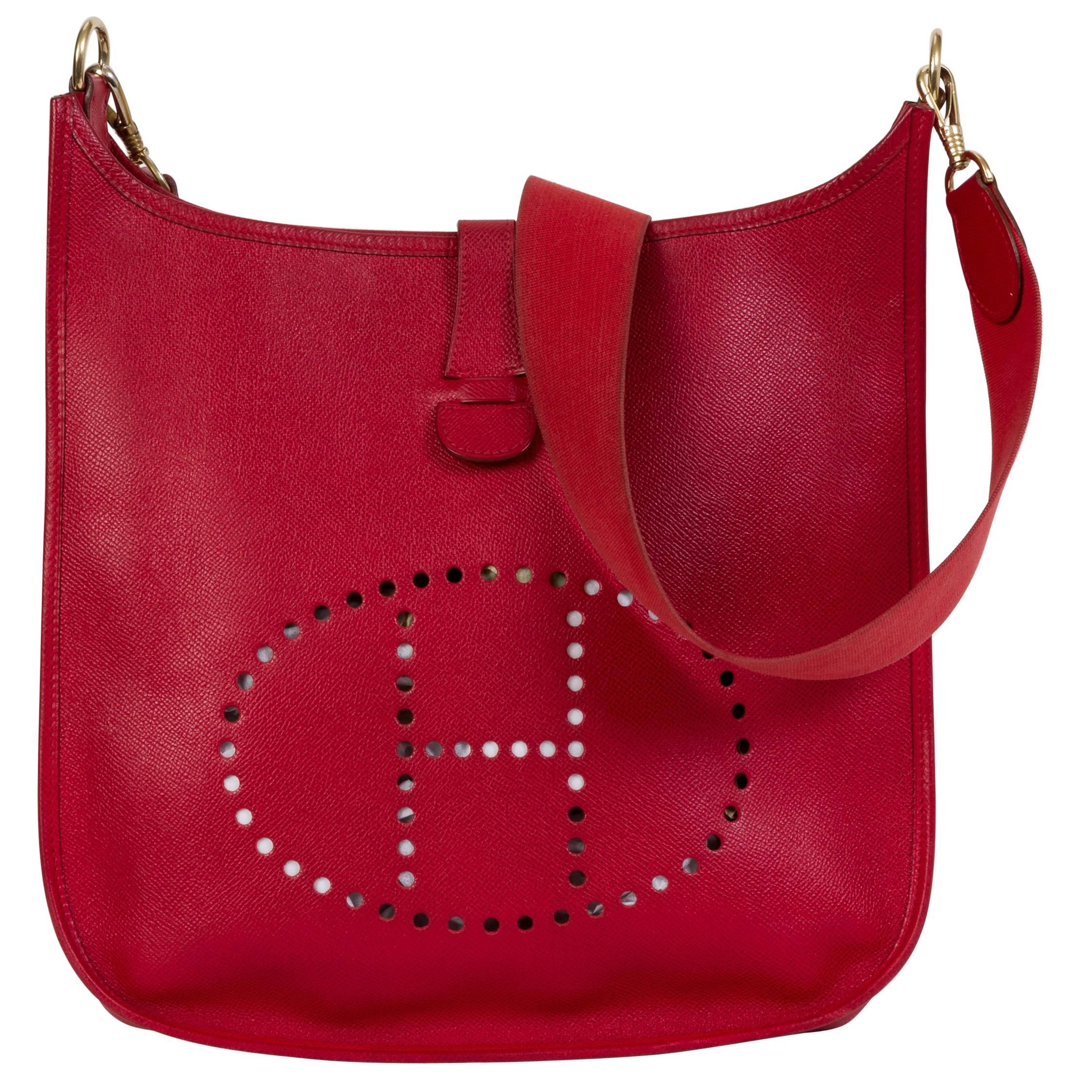 Hermès Rouge Vif Epsom GM Evelyne Bag