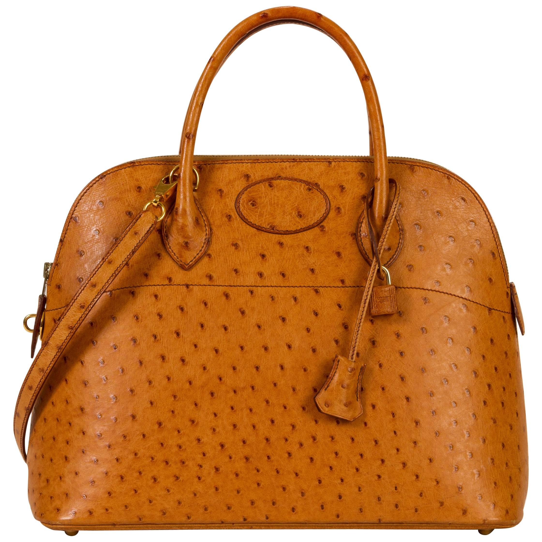 Hermès 35cm Chestnut Ostrich Bolide Bag