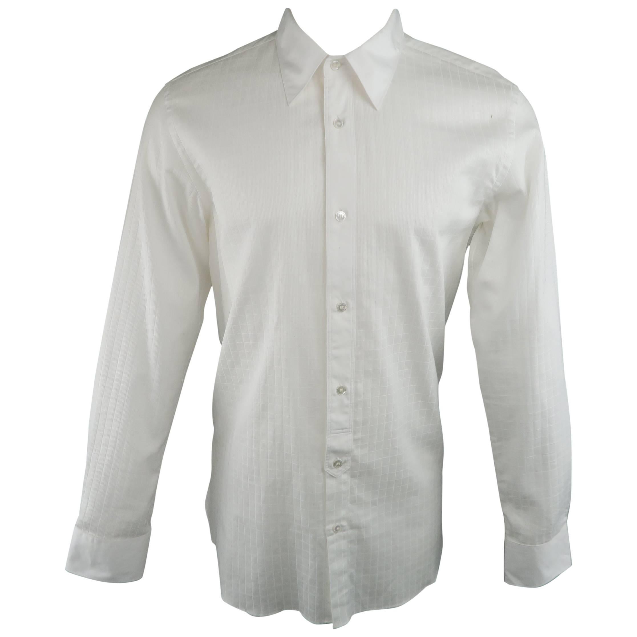 Men's JUNYA WATANABE Size XL White Grid Cotton Long Sleeve Shirt