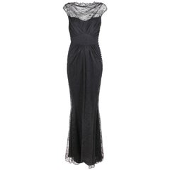 John Galliano Black Lace Cowl Neck Gown with Mermaid Hem