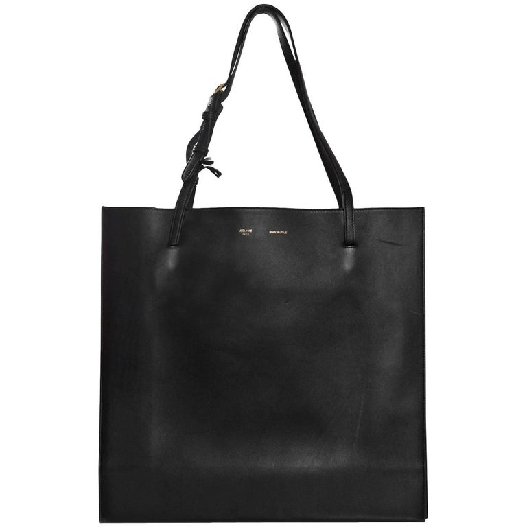 Celine Black Smooth Calfskin Triple Shopper Tote Bag with DB For Sale ...