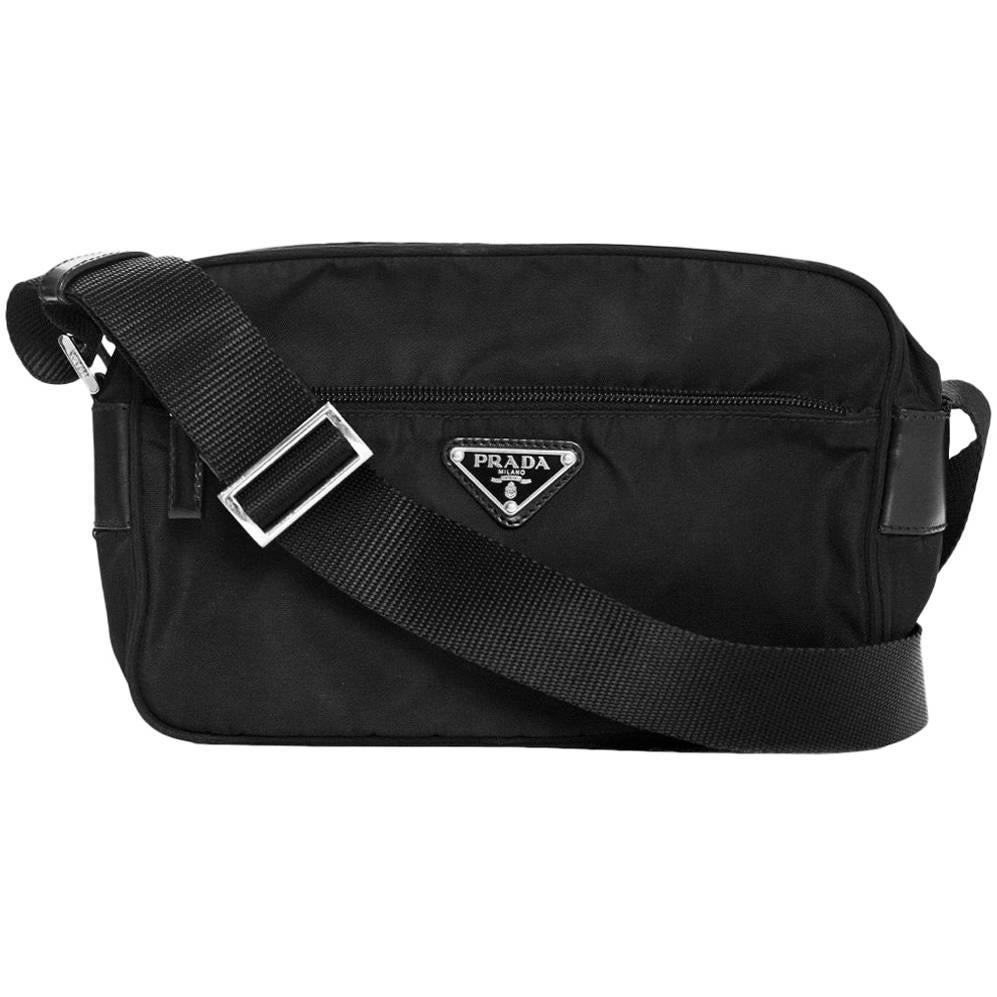 Prada Black Tessuto Zip Around Crossbody Bag
