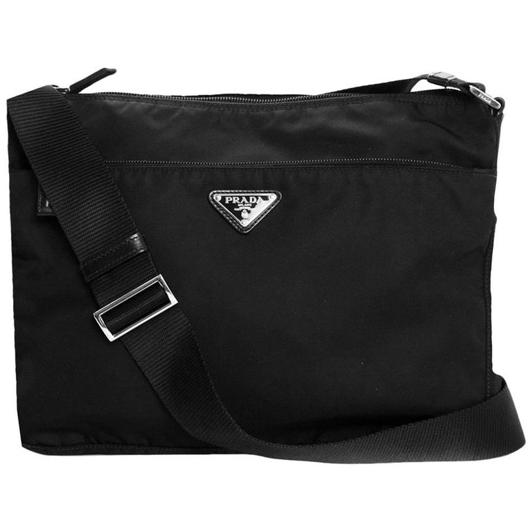 Prada Black Tessuto Crossbody/Messenger Bag For Sale at 1stDibs