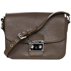 Miu Miu Bambu Taupe Leather Madras Crossbody Bag with DB