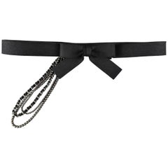 CHANEL Belt - Autumn 2002 Black 32 Wool Felt Bow Chain Belt