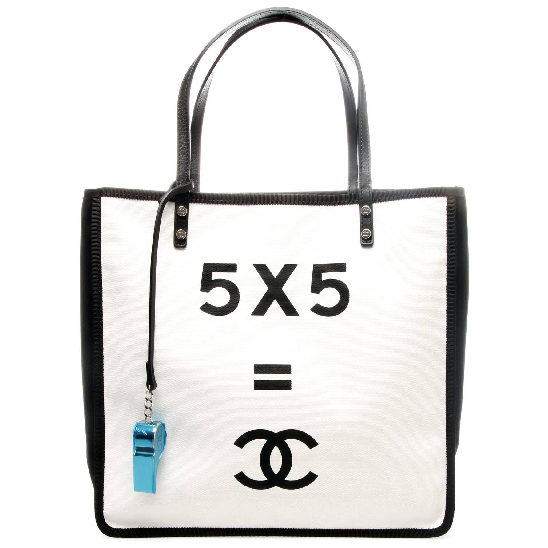 Chanel 5 x 5 + CC Canvas Tote Shopper at 1stDibs