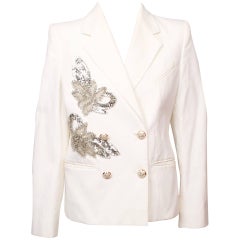 Chanel White Faille and Sequin Jacket