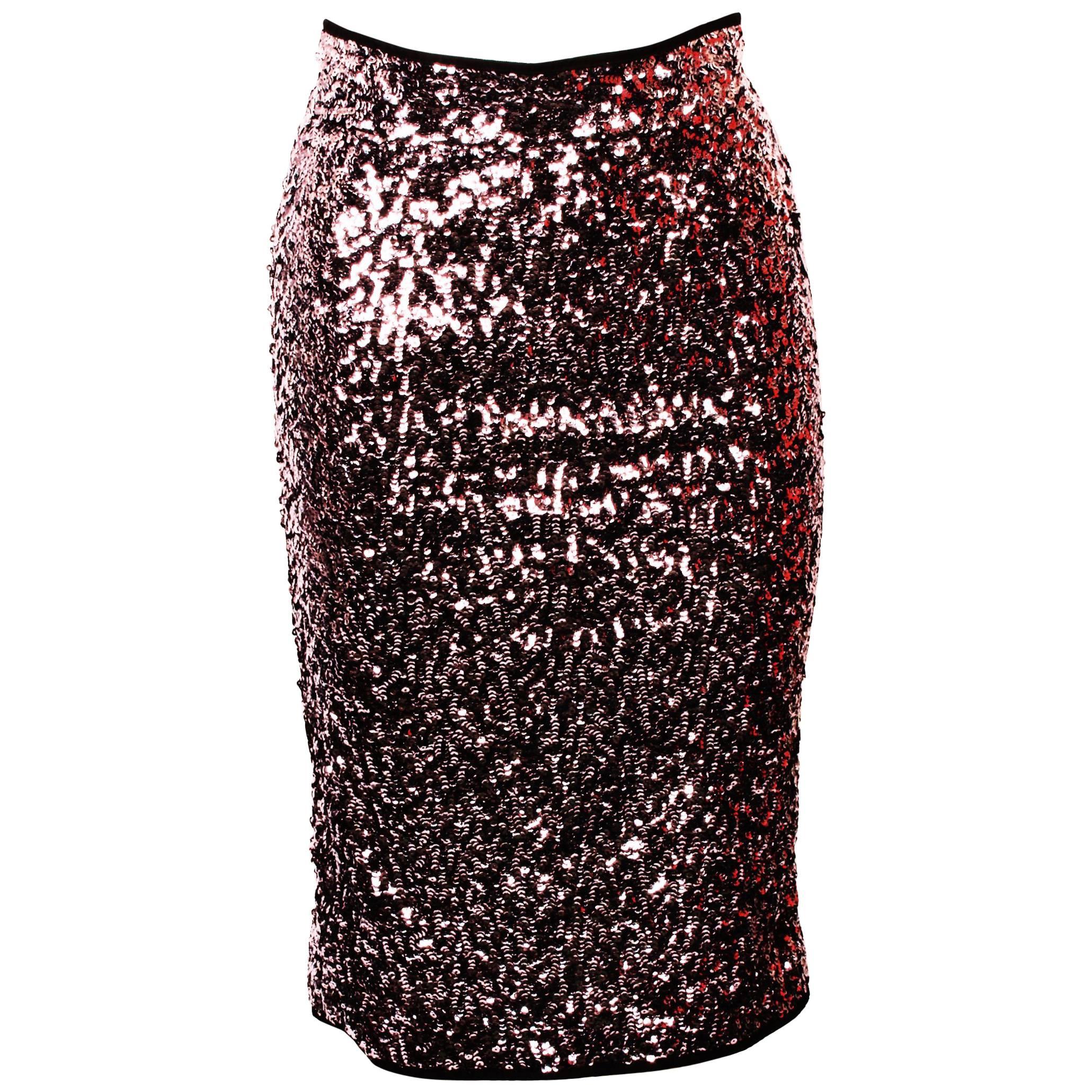 Karl Lagerfeld Gunmetal Sequin Skirt For Sale