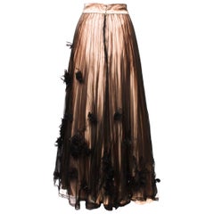 Chanel Sheer Evening Skirt with Silk Flowers