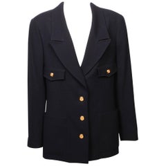 Chanel navy blue single breasted Blazer, 1990s 