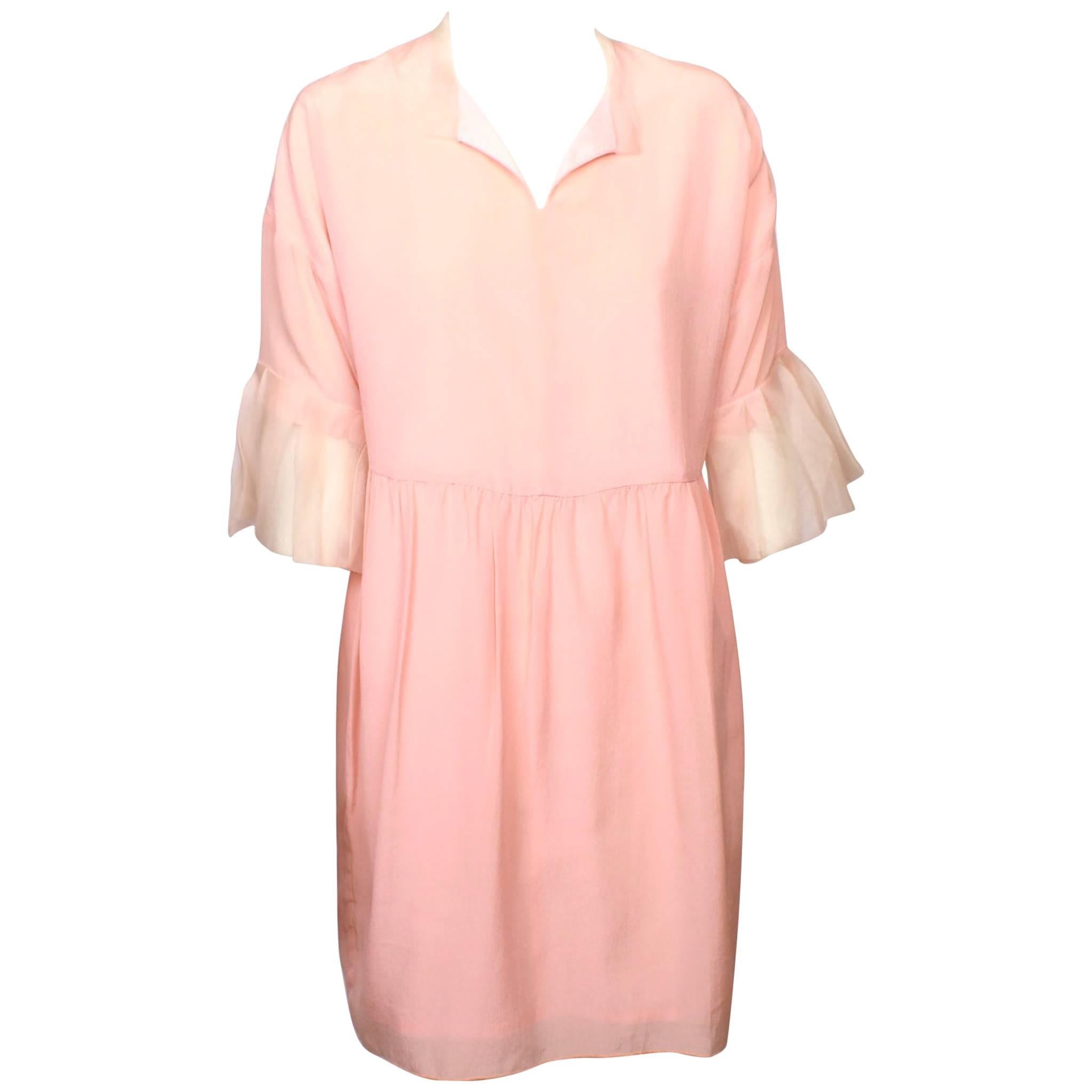 Valentino Pink Silk Georgette Dress For Sale