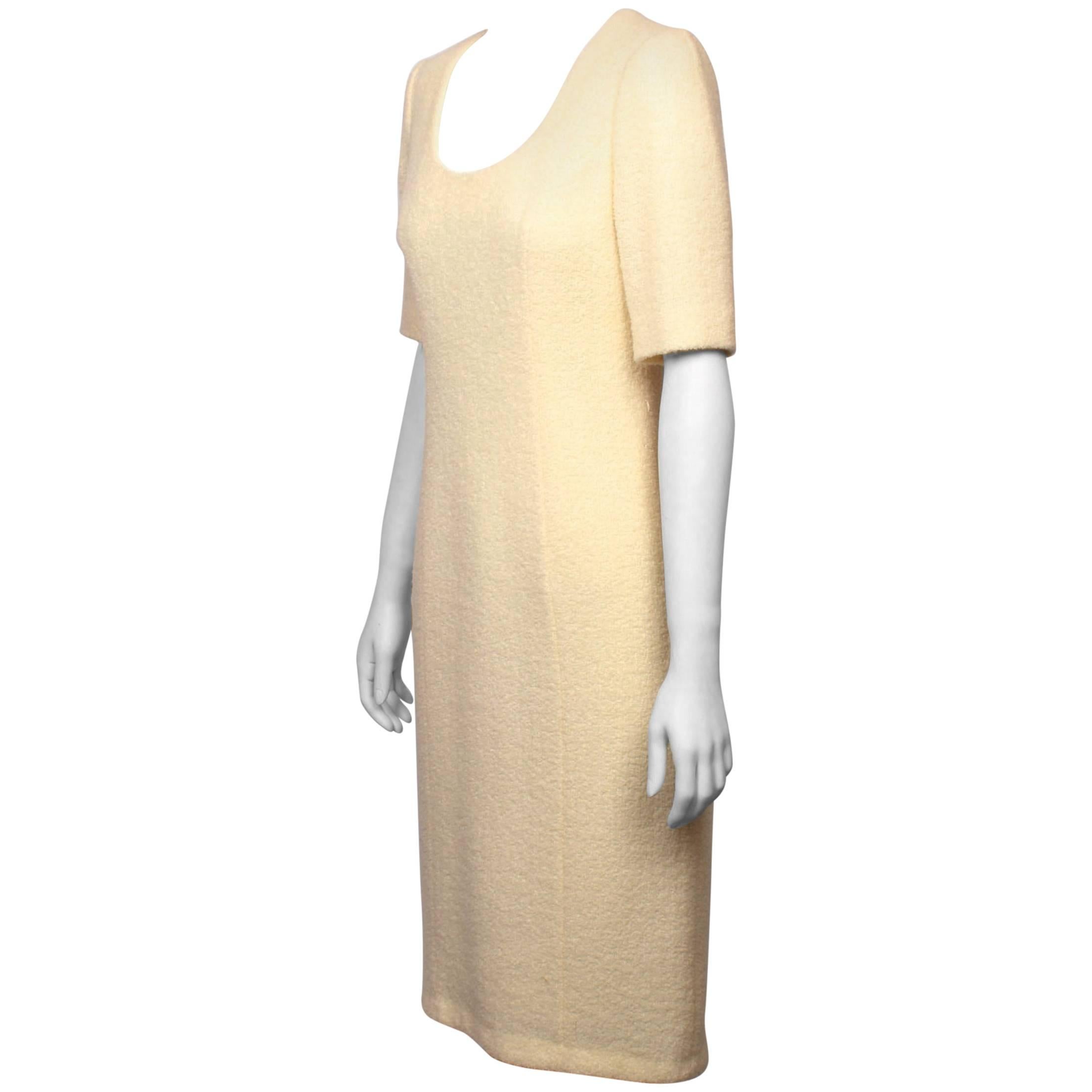 Moschino Cheap And Chic Ivory Wool Boucle' Shift Dress For Sale