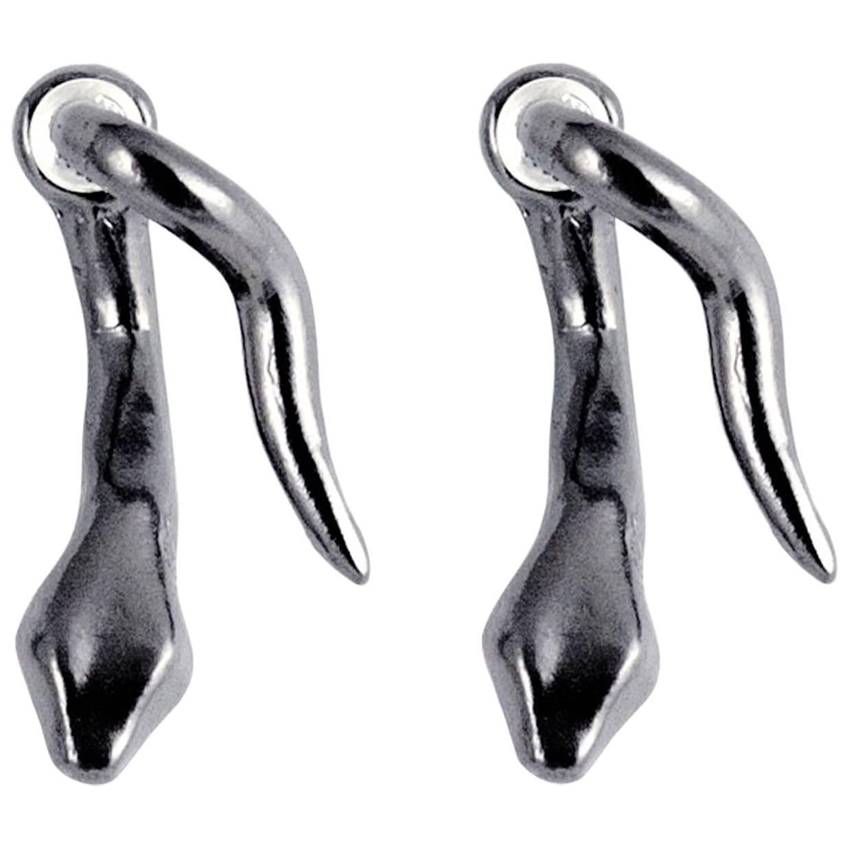 Giulia Barela 925 Silver black Rhodium Secret Earrings For Sale