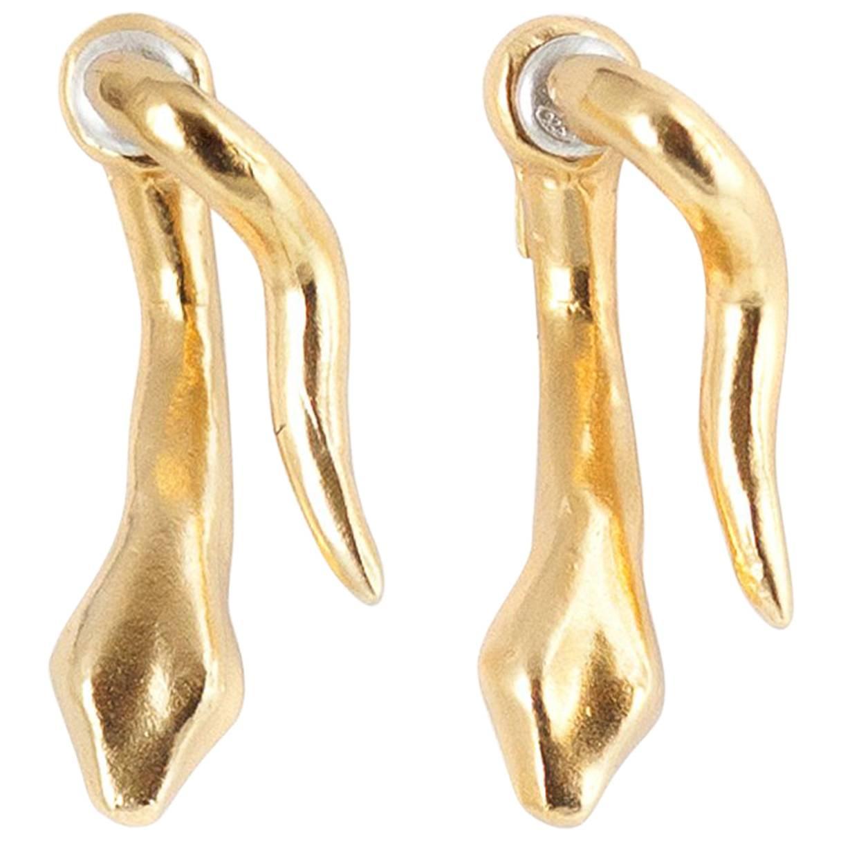 Giulia Barela Secret  Gold Plated Bronze Earrings For Sale