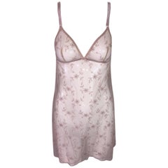 1990s Dolce & Gabbana Sheer Nude Mesh Eyelet Baby Doll Mini Slip Dress