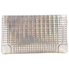 Christian Louboutin Loubiposh Clutch Holographic Spiked Leather