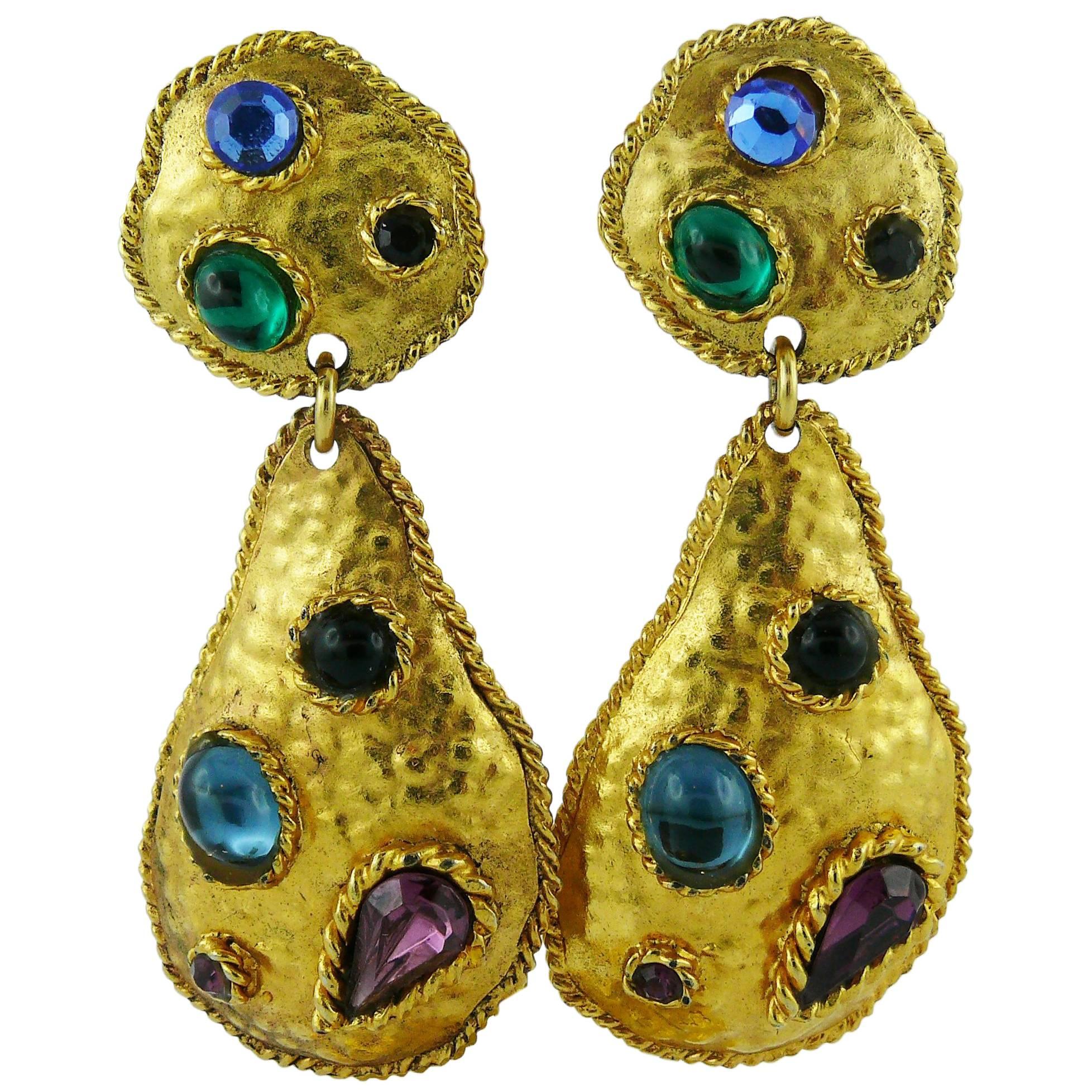 Edouard Rambaud Vintage Jewelled Dangling Earrings