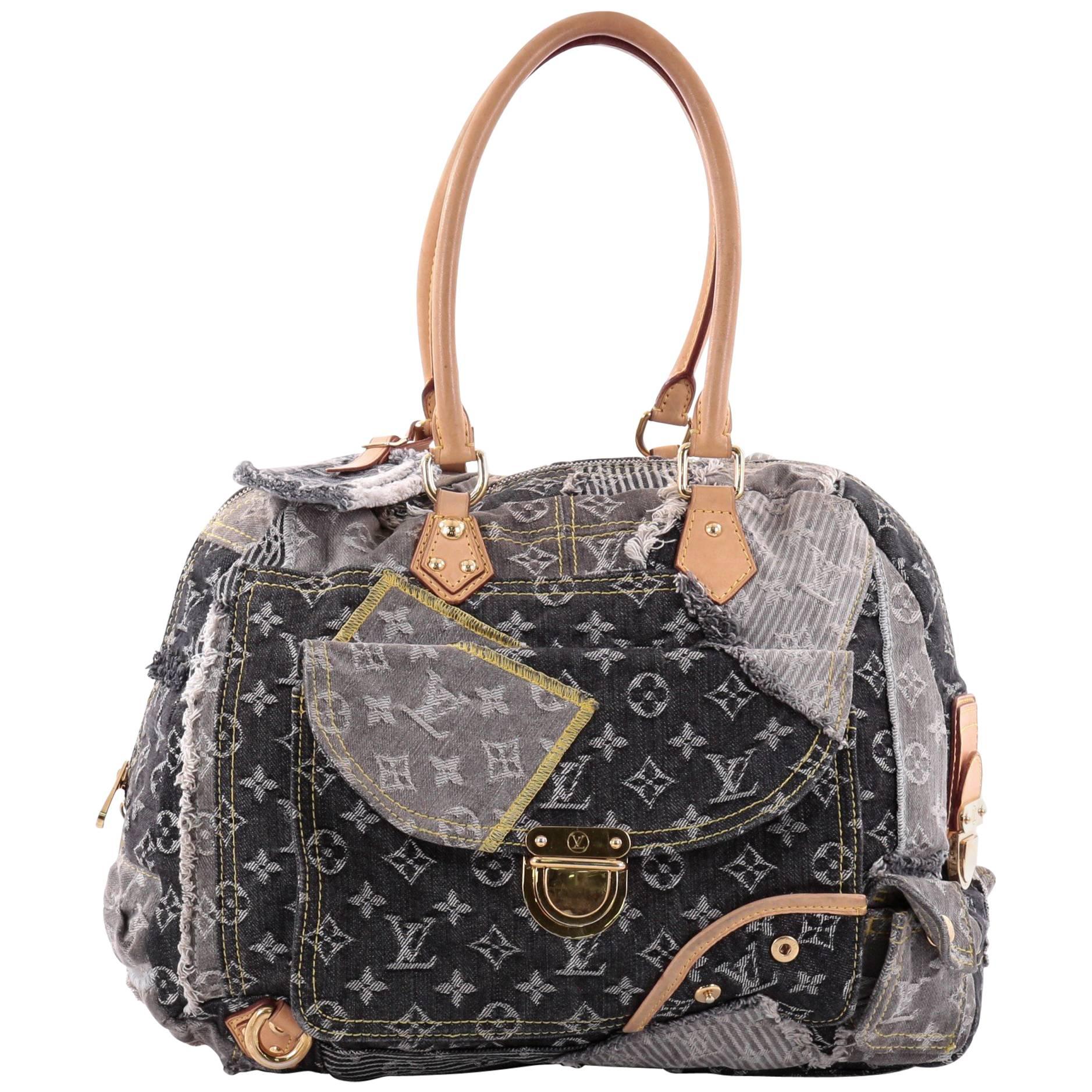 Louis Vuitton Limited Edition Patchwork Bowly Handbag Denim