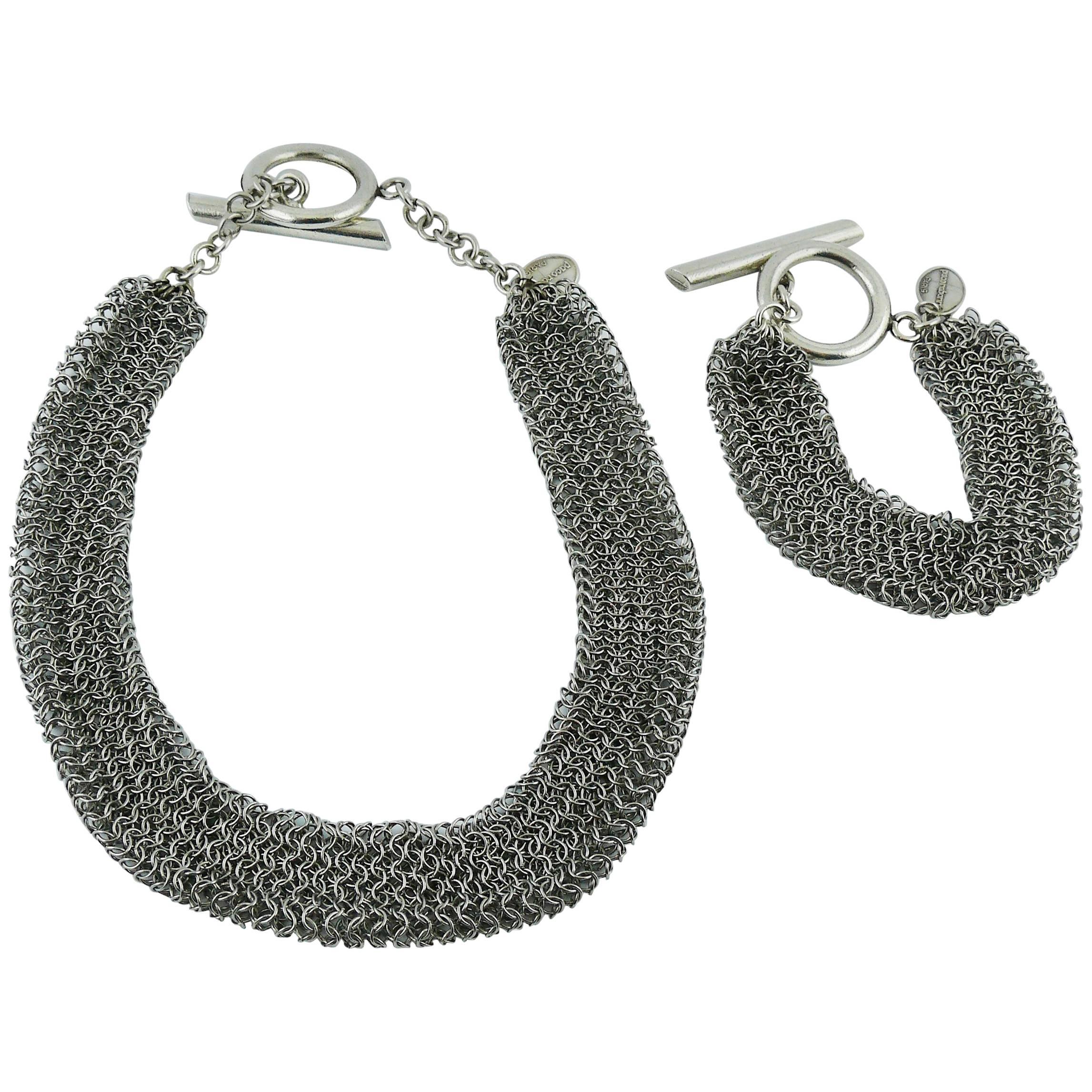 Paco Rabanne Vintage Metal Mesh Necklace and Bracelet Set