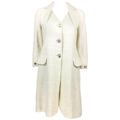 2005 Dior by Galliano White Boucle Coat With Padlock Buttons 