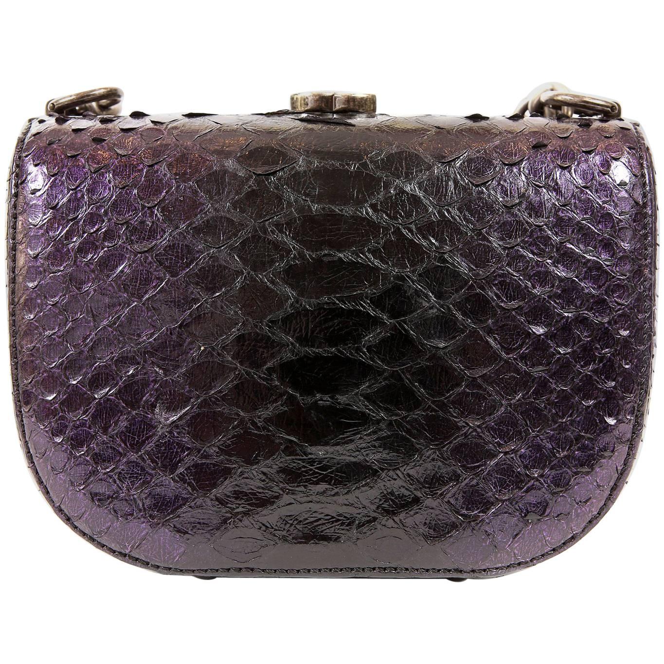 Chanel Purple Python Crossbody Bag For Sale