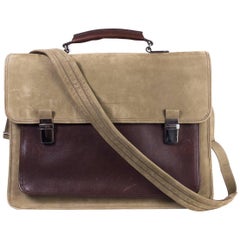 Brunello Cucinelli Men's Brown Two Tone Suede Messenger Bag