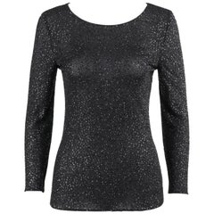 VALENTINO Boutique A/W 2000 Black Metallic Sequin Knit Scoop Neck Top